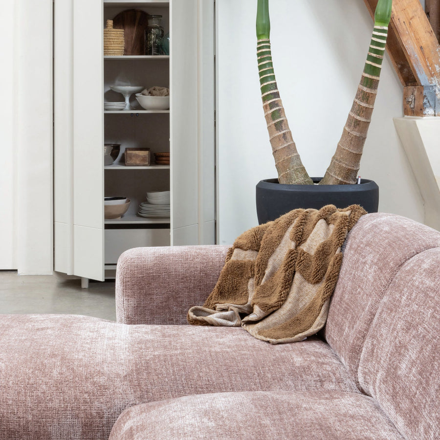 Cloud chaise longue bank rechts chenille taupe/roze