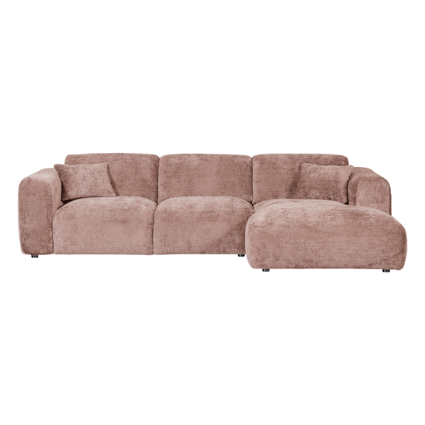 Cloud chaise longue bank rechts chenille taupe/roze