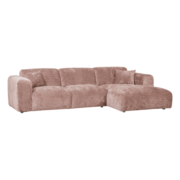 Cloud chaise longue bank rechts chenille taupe/roze
