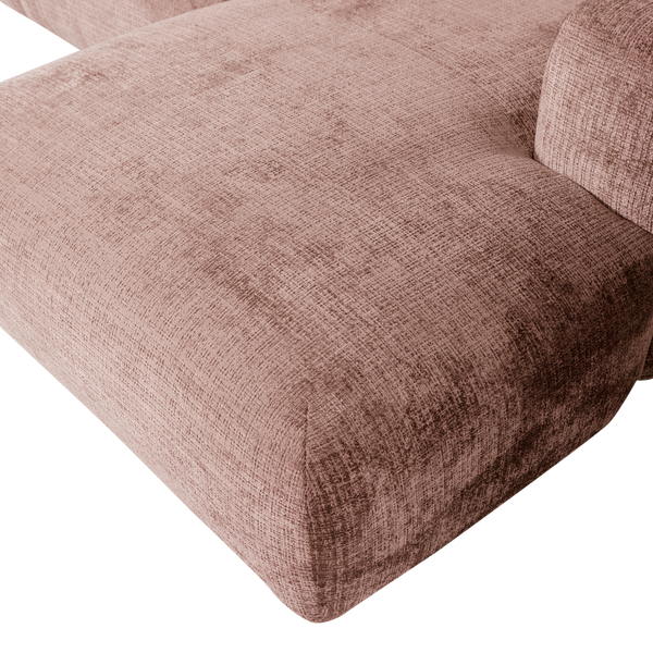 Cloud chaise longue bank rechts chenille taupe/roze