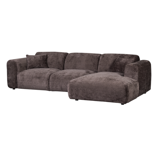 Cloud chaise longue bank rechts chenille warmbruin