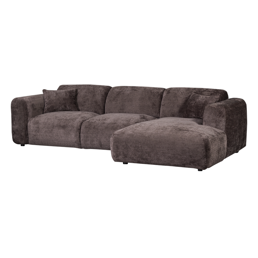 Cloud chaise longue bank rechts chenille warmbruin