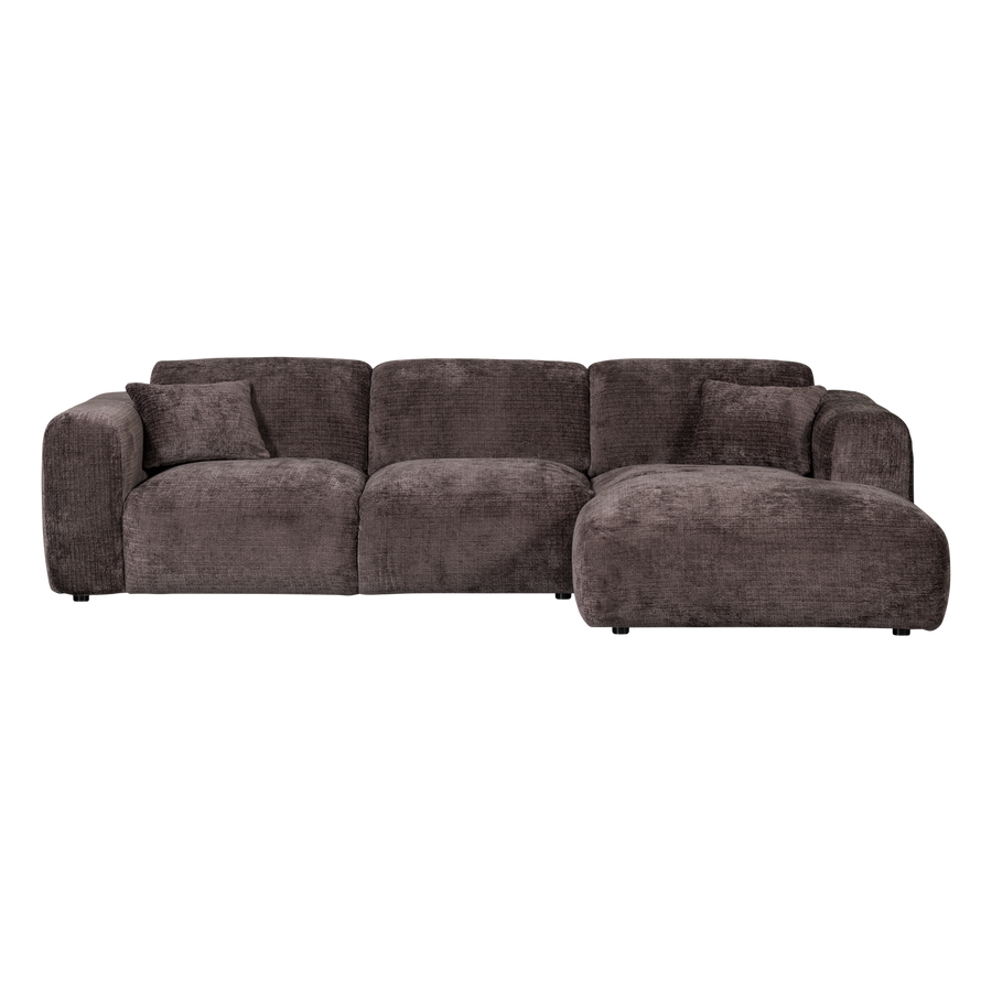 Cloud chaise longue bank rechts chenille warmbruin
