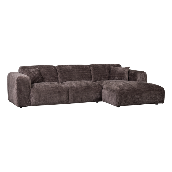 Cloud chaise longue bank rechts chenille warmbruin
