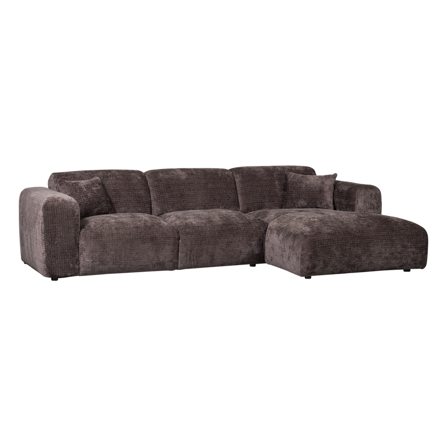 Cloud chaise longue bank rechts chenille warmbruin