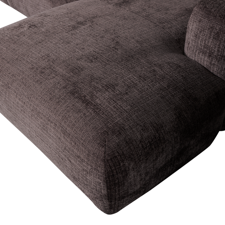 Cloud chaise longue bank rechts chenille warmbruin