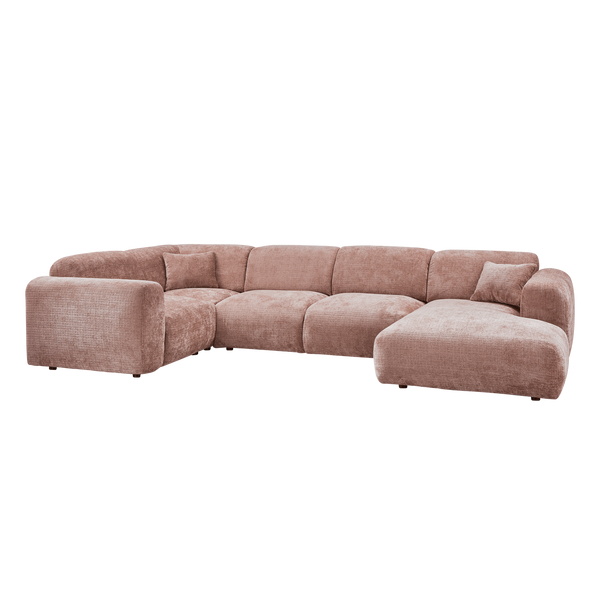 Cloud hoekbank links chenille taupe/roze