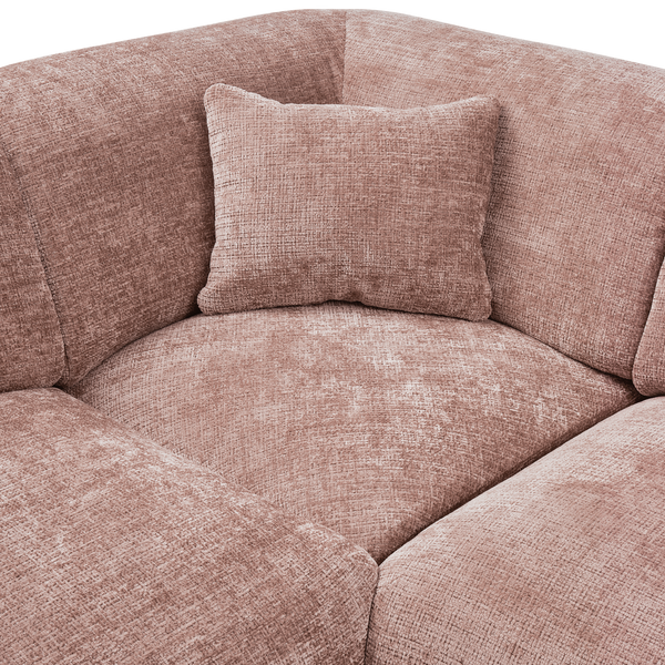 Cloud hoekbank links chenille taupe/roze