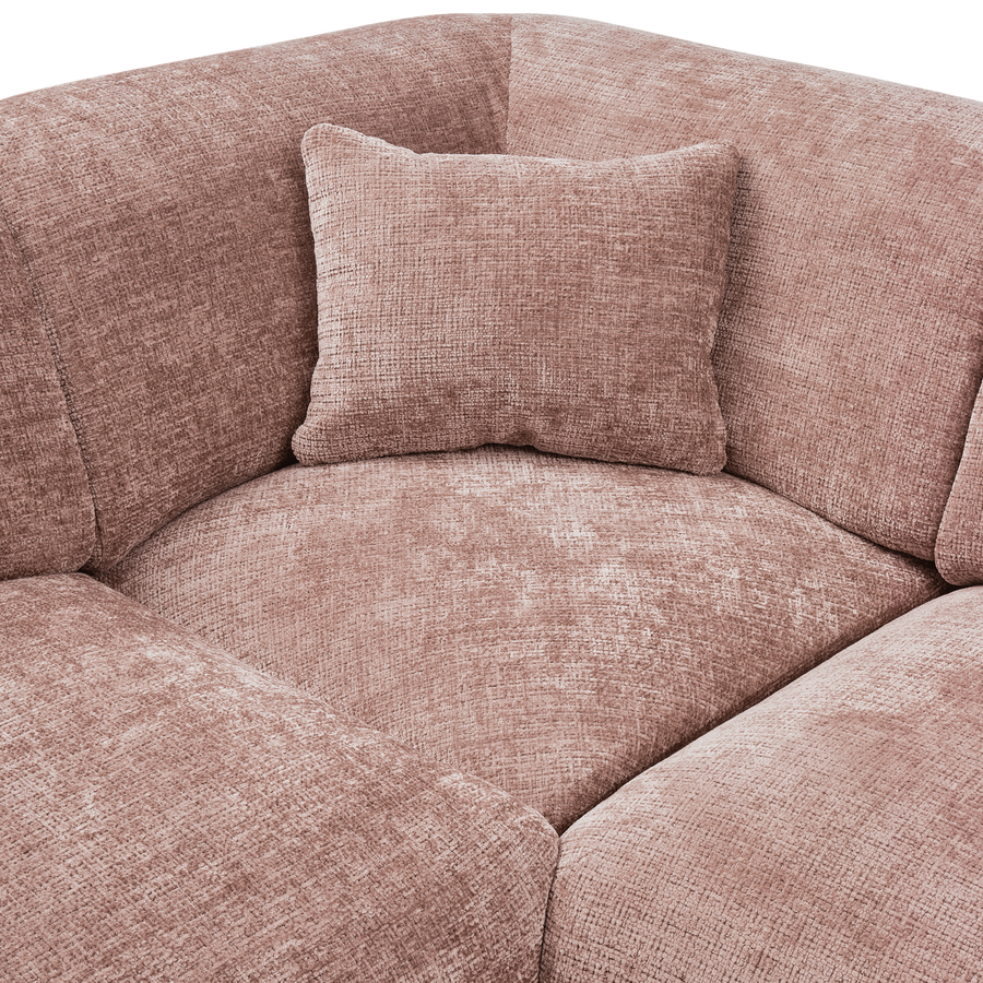 Cloud hoekbank links chenille taupe/roze