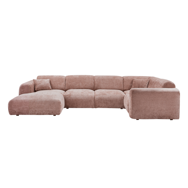 Cloud hoekbank rechts chenille taupe/roze