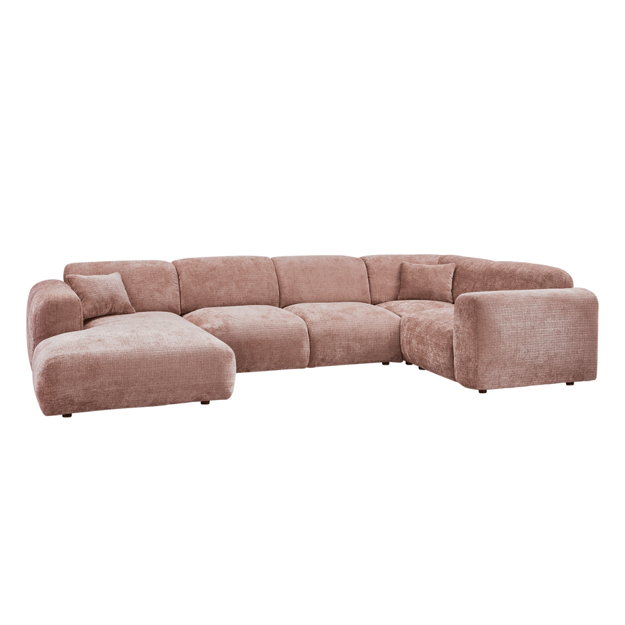 Cloud hoekbank rechts chenille taupe/roze