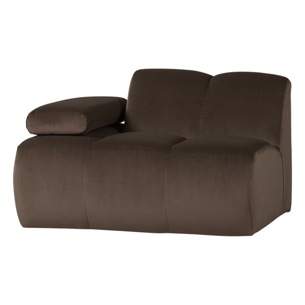 Mojo 1-zits bankelement arm links velvet bruin