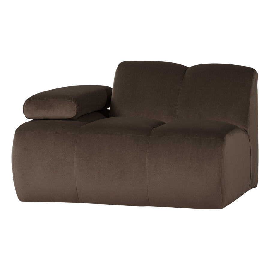 Mojo 1-zits bankelement arm links velvet bruin
