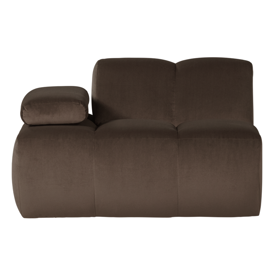 Mojo 1-zits bankelement arm links velvet bruin