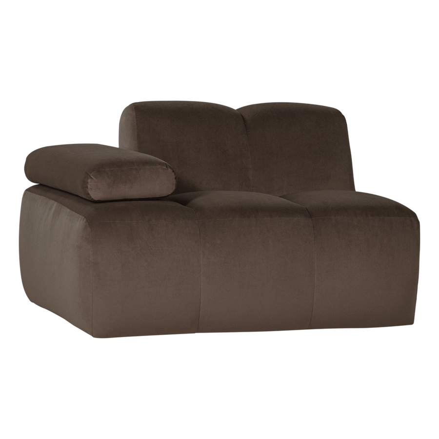 Mojo 1-zits bankelement arm links velvet bruin