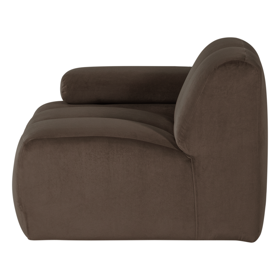 Mojo 1-zits bankelement arm links velvet bruin