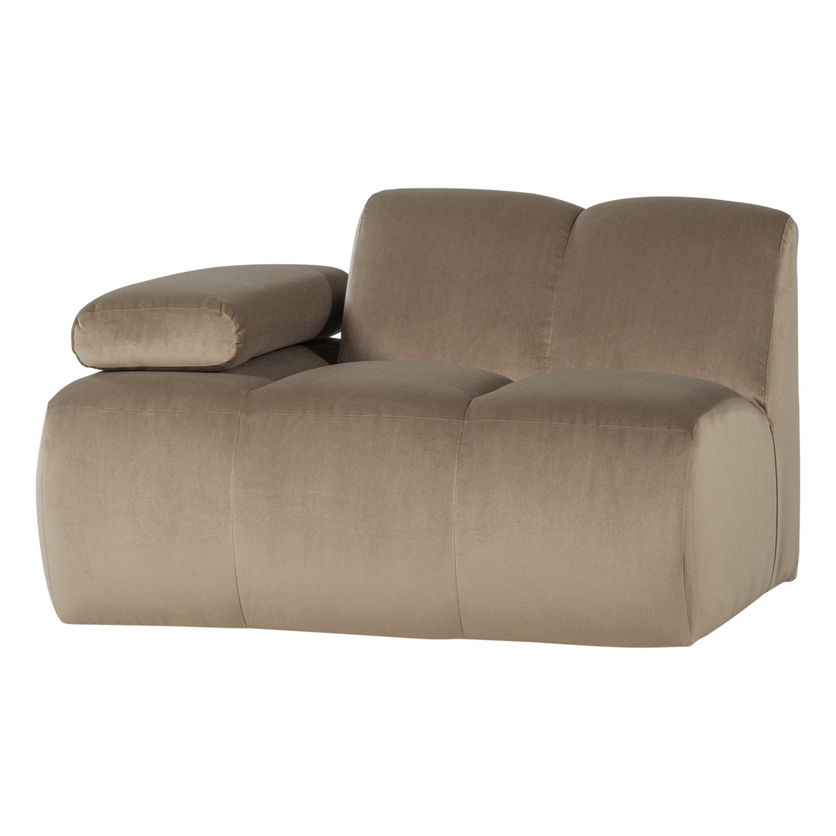 Mojo 1-zits bankelement arm links velvet khaki