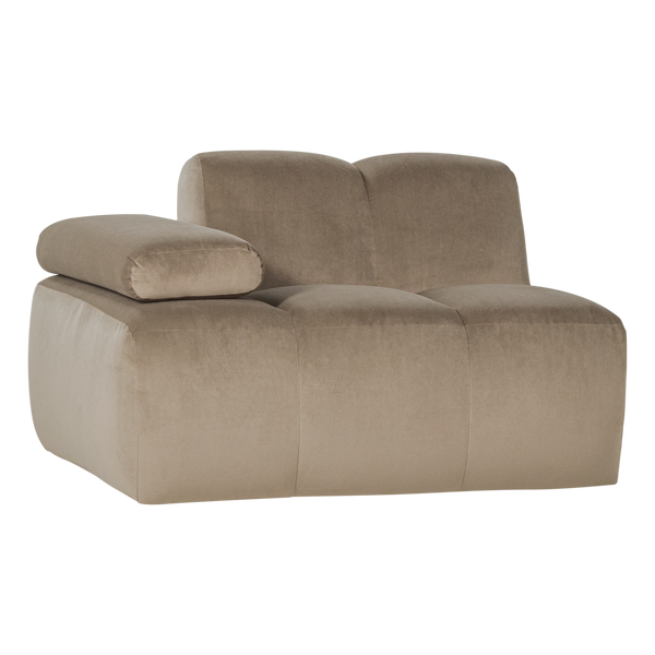 Mojo 1-zits bankelement arm links velvet khaki