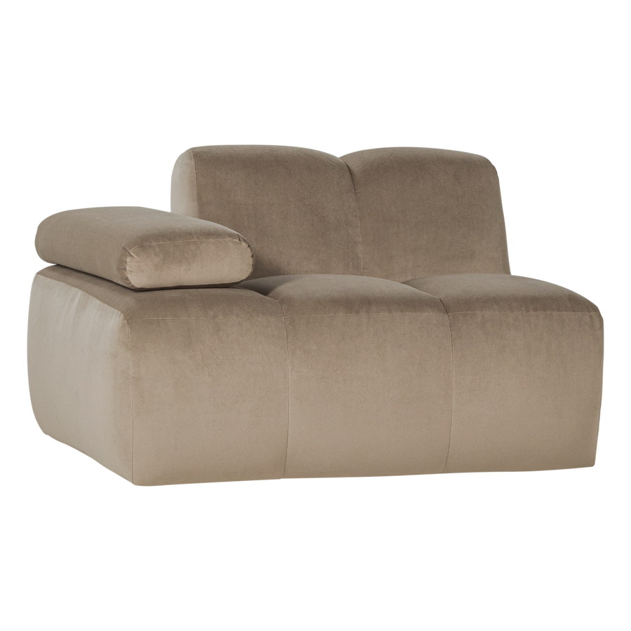 Mojo 1-zits bankelement arm links velvet khaki