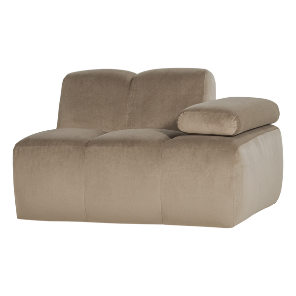 Mojo 1-zits bankelement arm rechts velvet khaki
