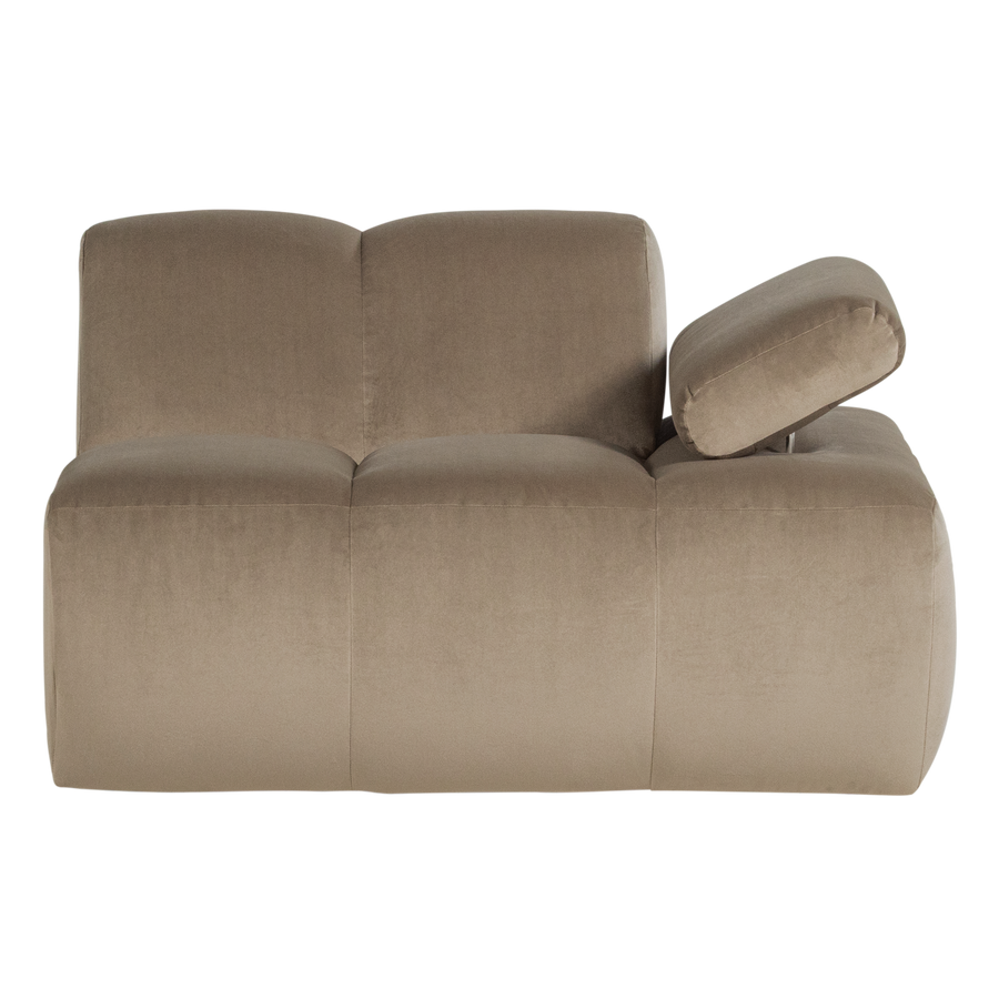 Mojo 1-zits bankelement arm rechts velvet khaki
