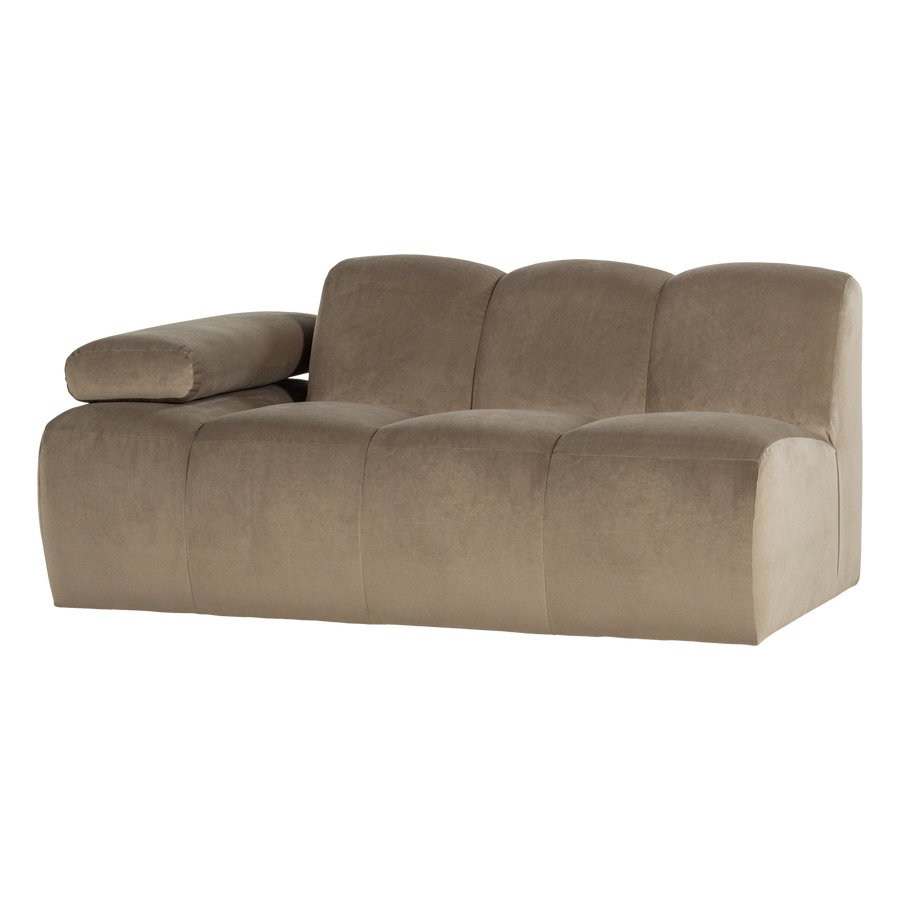 Mojo 1,5-zits bankelement arm links velvet khaki