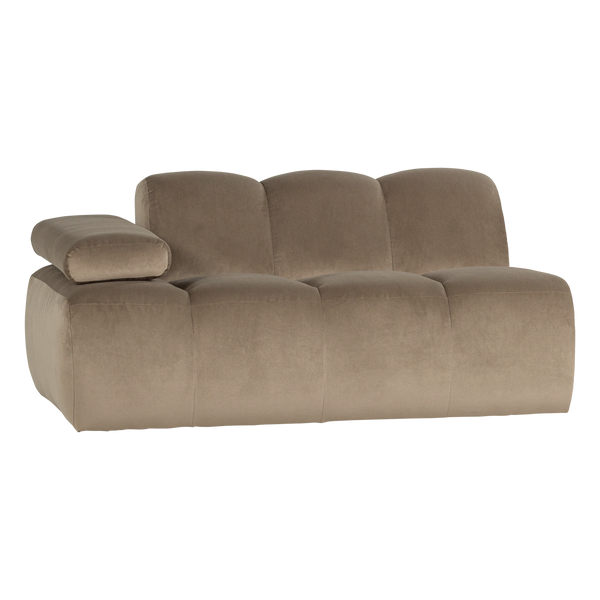 Mojo 1,5-zits bankelement arm links velvet khaki