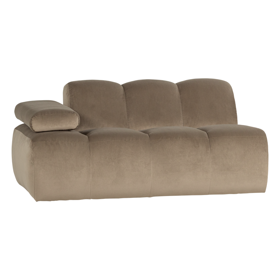 Mojo 1,5-zits bankelement arm links velvet khaki