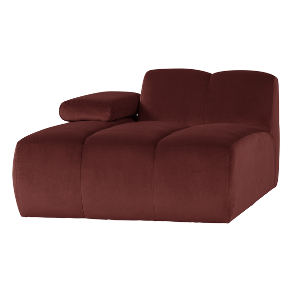 Mojo chaise longue element links velvet kastanjebruin
