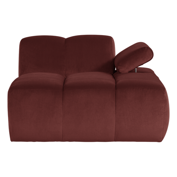 Mojo chaise longue element rechts velvet kastanjebruin