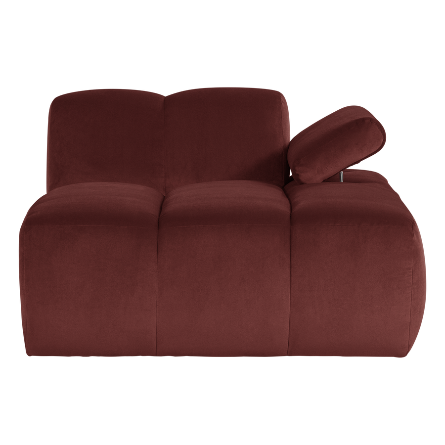 Mojo chaise longue element rechts velvet kastanjebruin
