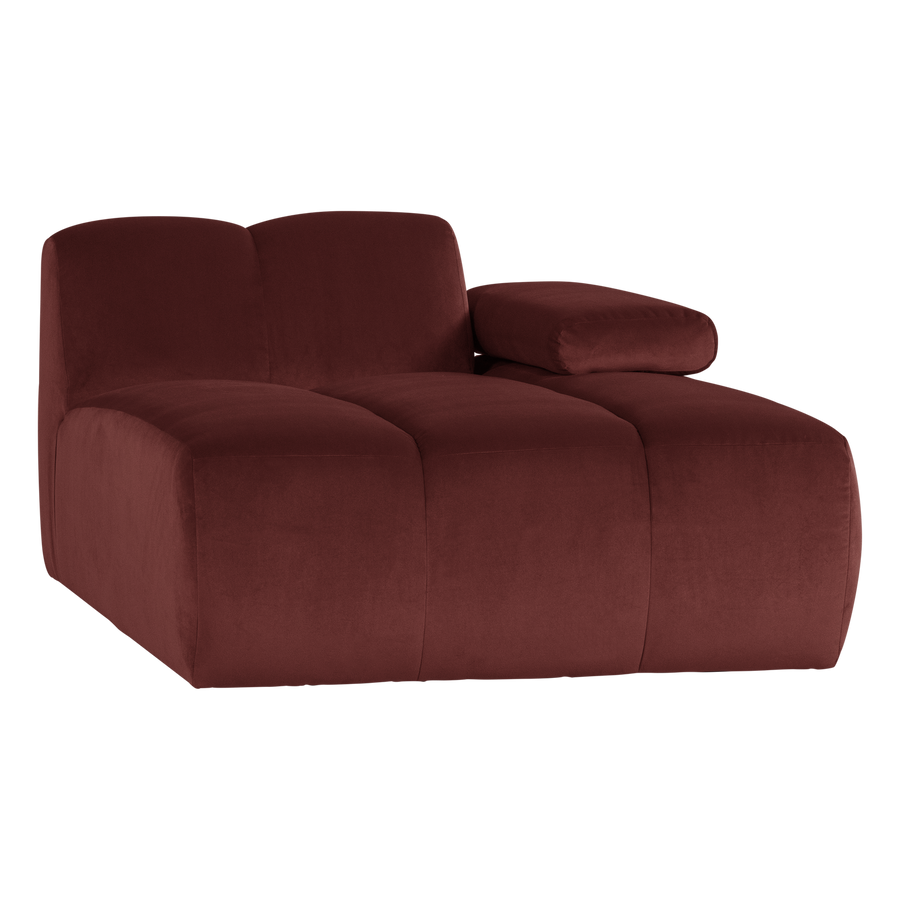 Mojo chaise longue element rechts velvet kastanjebruin