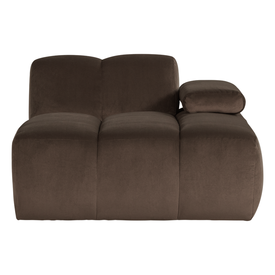Mojo chaise longue element rechts velvet bruin