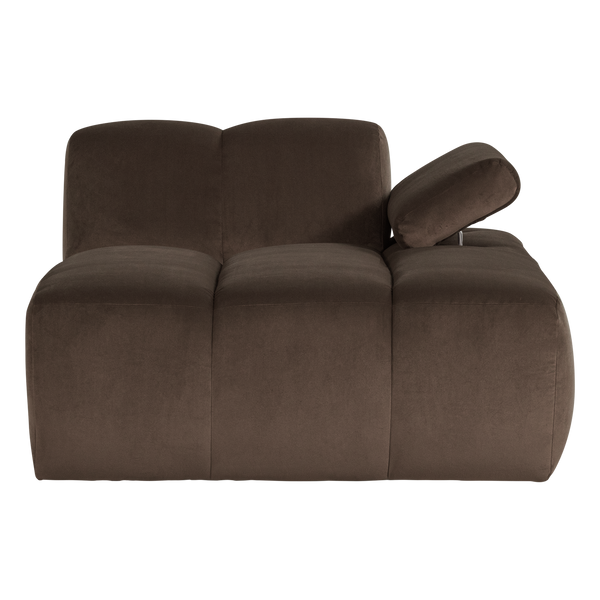 Mojo chaise longue element rechts velvet bruin