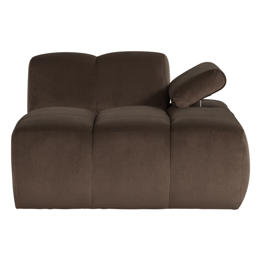 Mojo chaise longue element rechts velvet bruin