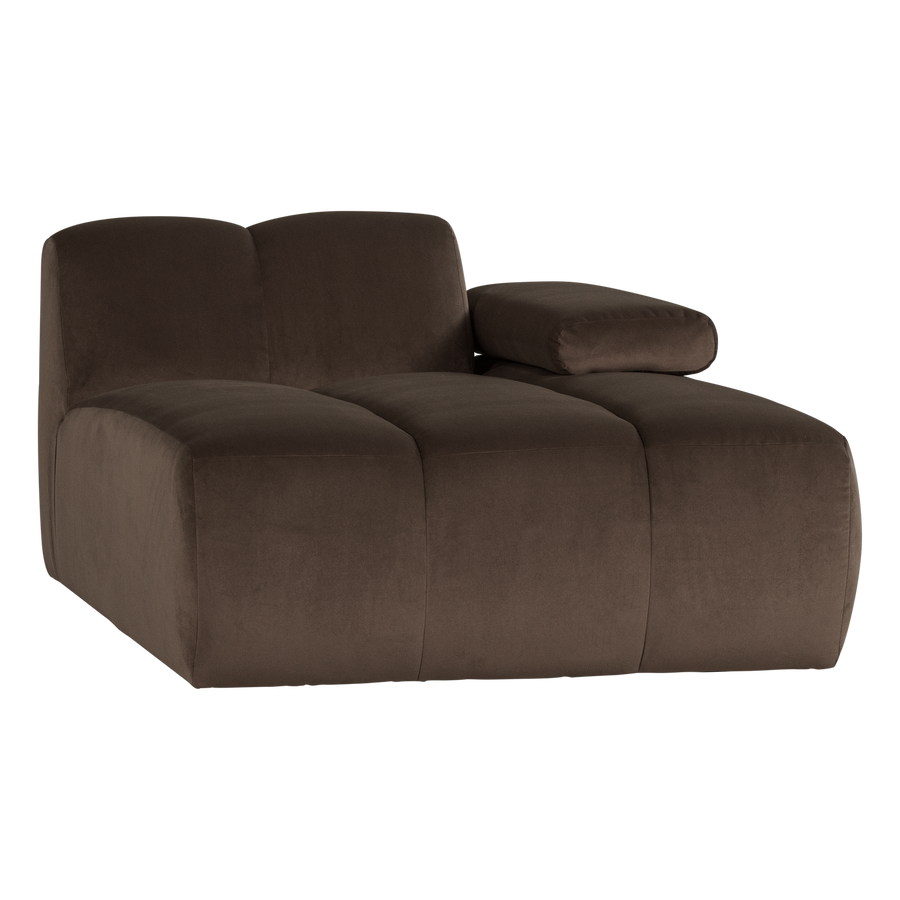 Mojo chaise longue element rechts velvet bruin