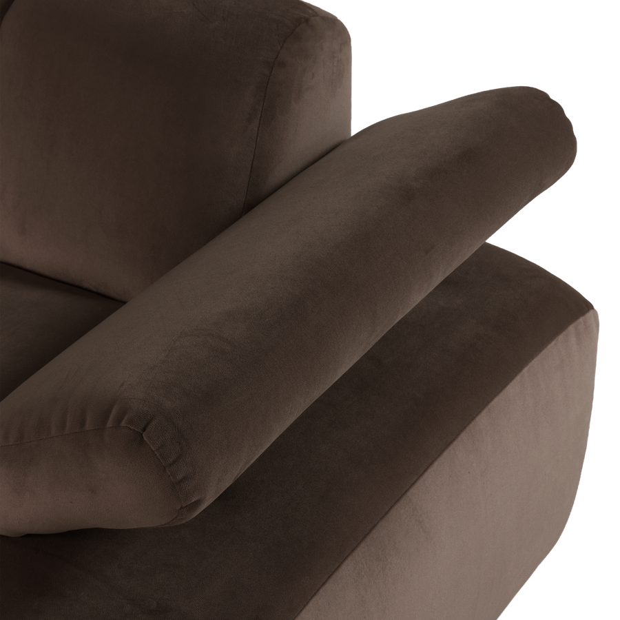 Mojo chaise longue element rechts velvet bruin