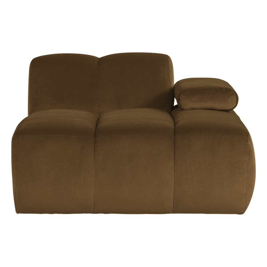 Mojo chaise longue element rechts velvet honinggeel