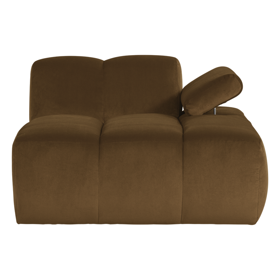 Mojo chaise longue element rechts velvet honinggeel