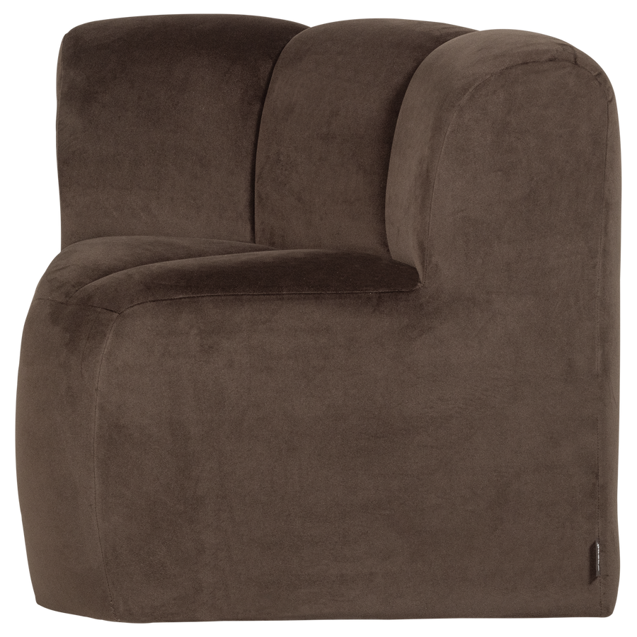 Mojo eetbank hoek met rugleuning velvet bruin
