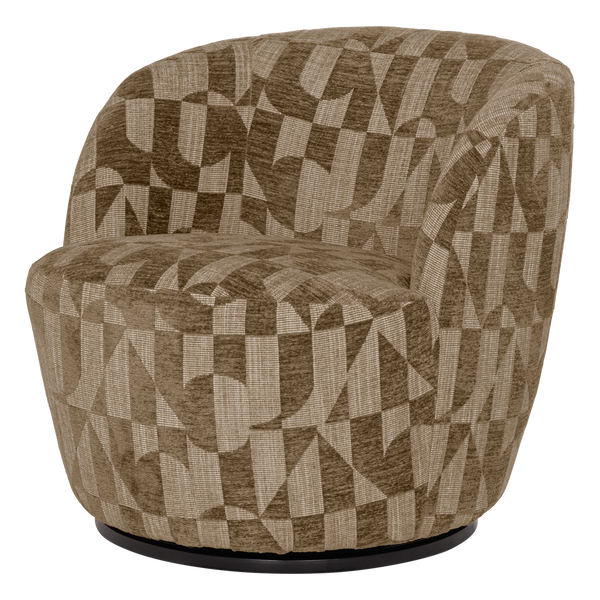 Serra draaifauteuil grafisch patroon olijfgroen