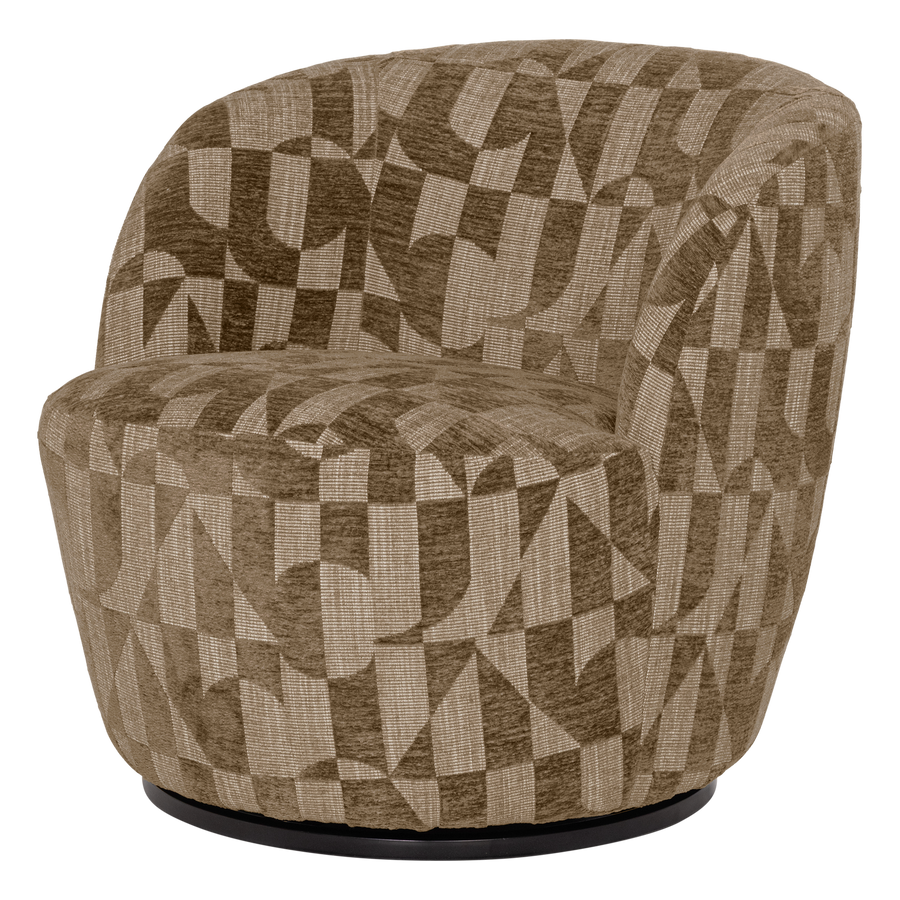 Serra draaifauteuil grafisch patroon olijfgroen