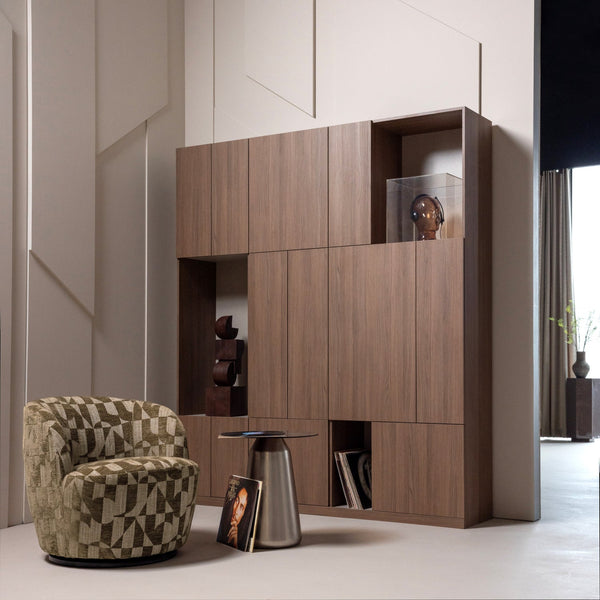 Serra draaifauteuil grafisch patroon olijfgroen