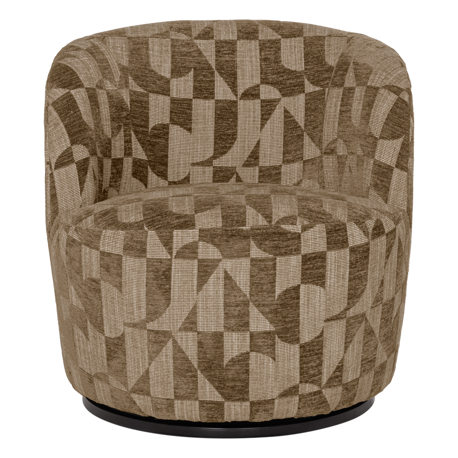 Serra draaifauteuil grafisch patroon olijfgroen