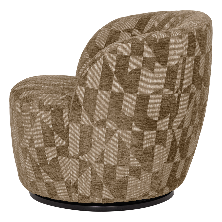 Serra draaifauteuil grafisch patroon olijfgroen