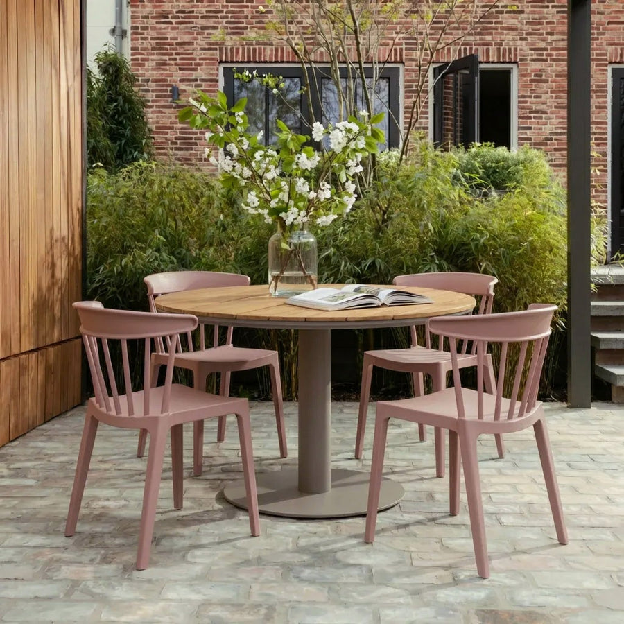 Bliss tuinstoel met spijlen kunststof zalmroze - set van 2
