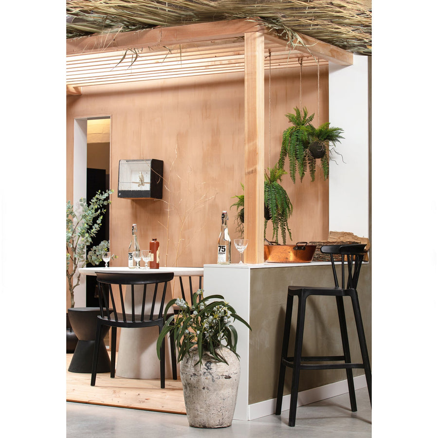 BLISS TUINSTOEL MET SPIJLEN KUNSTSTOF ZWART