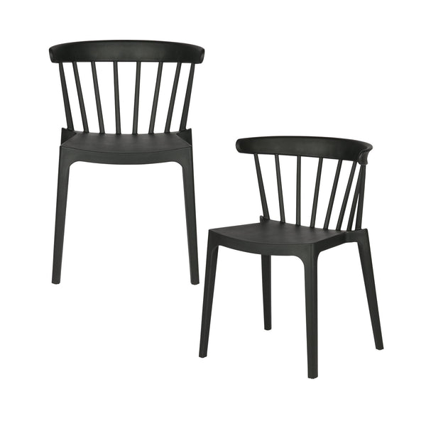 Bliss tuinstoel met spijlen kunststof zwart - set van 2