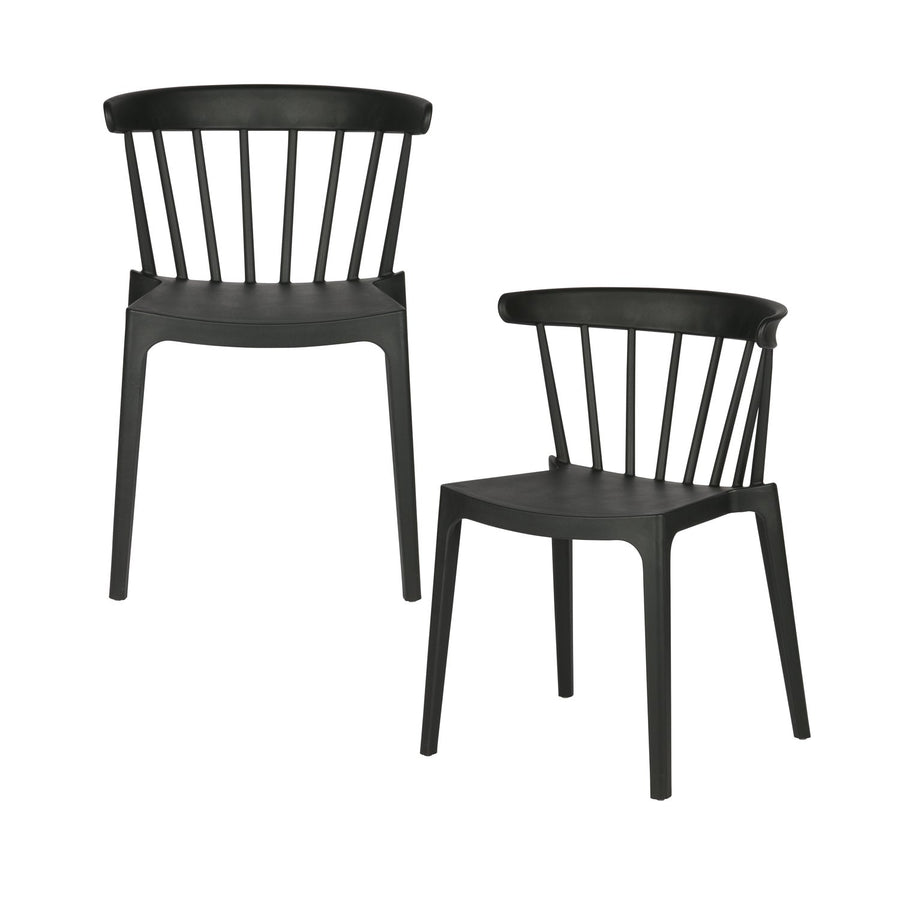 Bliss tuinstoel met spijlen kunststof zwart - set van 2