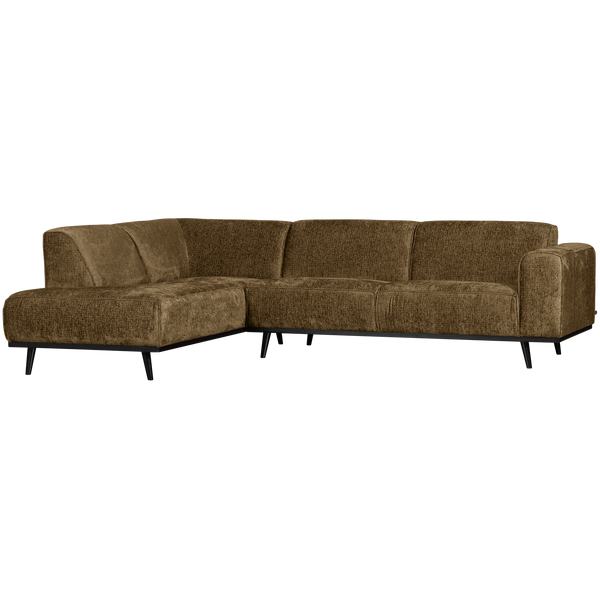 Statement hoekbank links structure velvet brass